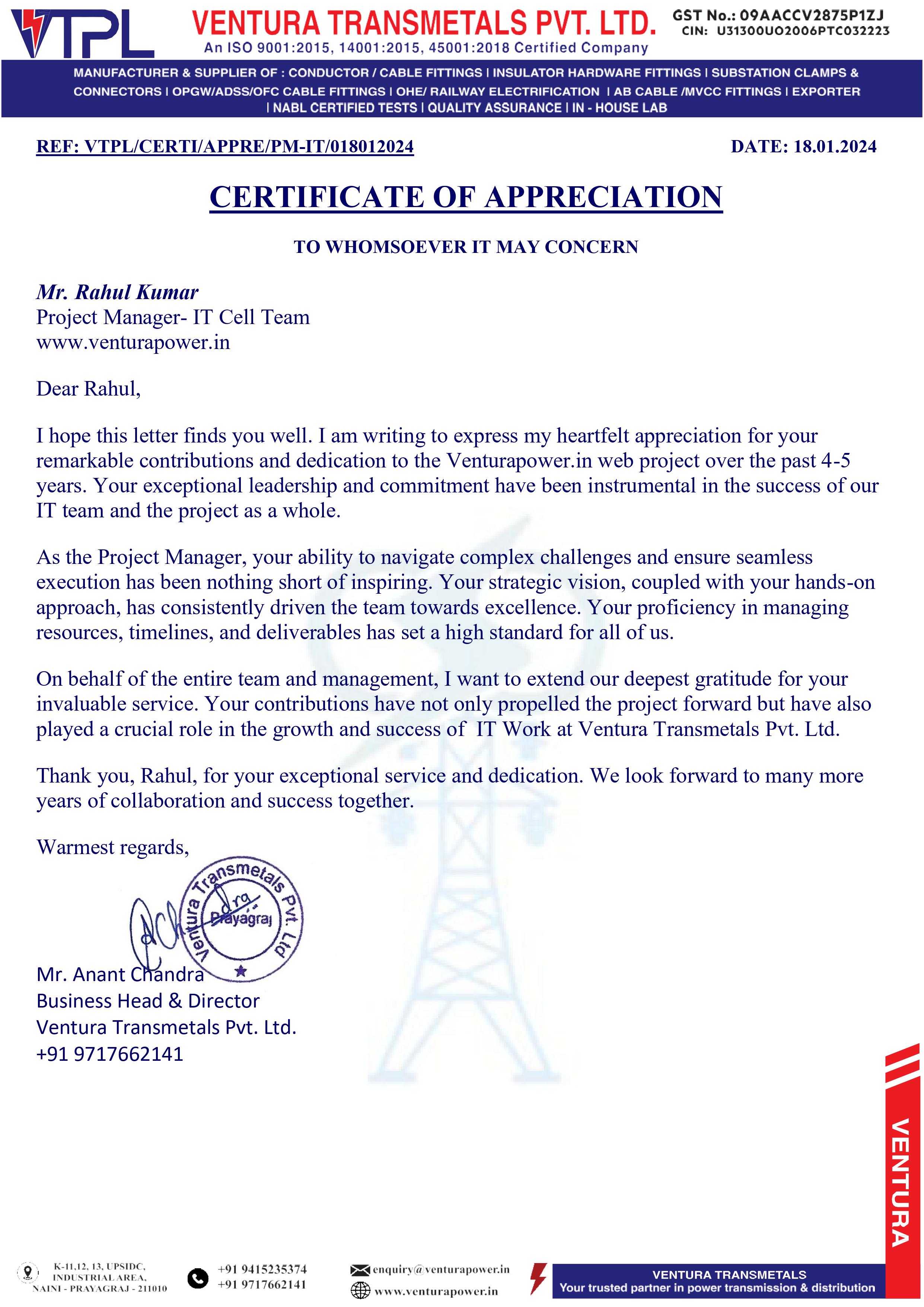 Appreciation Letter 2